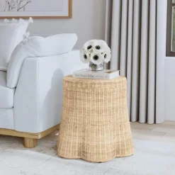 Capris Rattan Scalloped Edge End Table
