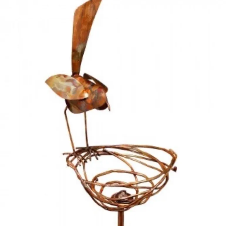 Carolina Wren And Nest Copper Garden Stake