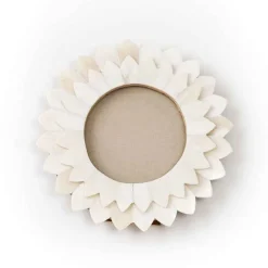 Carved Bone Round Floral Frame, 3" x 3"