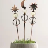 Celestial Trio Solar-Powered Garden Stakes, Set of 3