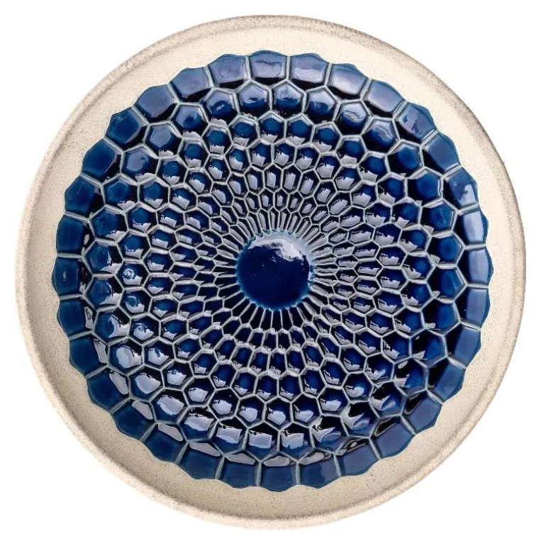 Ceramic Blue Tile Birdbath