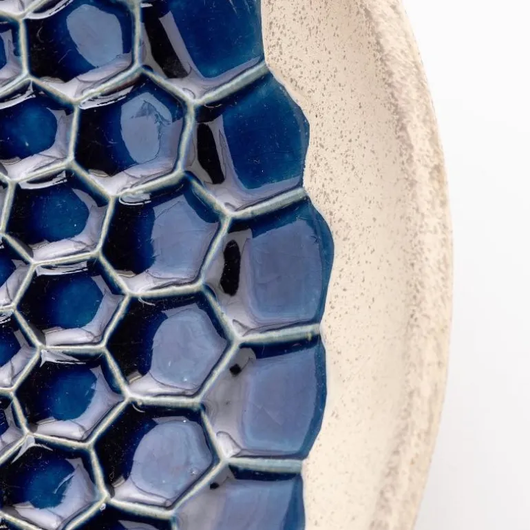 Ceramic Blue Tile Birdbath
