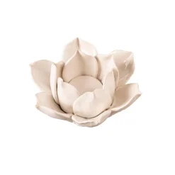 Ceramic Lotus Candleholders with Tealights and Matches, Set of 3