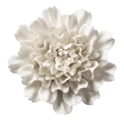 Ceramic Wall Flowers, 8" - Gold-Rimmed White