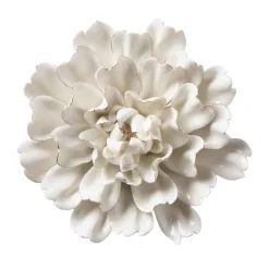 Ceramic Wall Flowers, 6" - Gold-Rimmed White