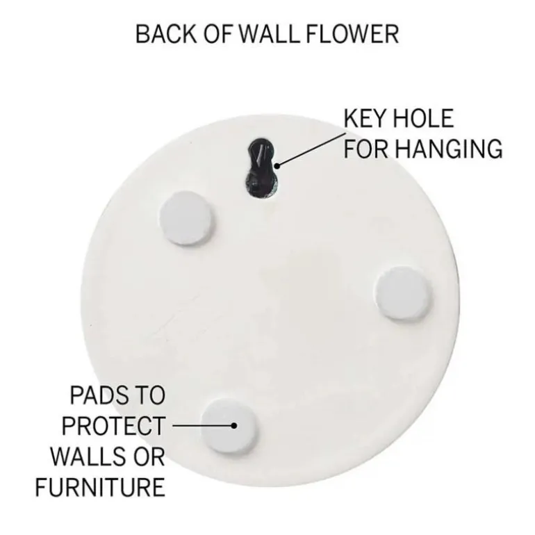 Ceramic Wall Flowers, 10" - Gold-Rimmed White
