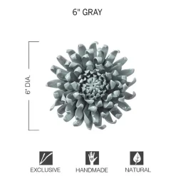 Ceramic Wall Flowers, 6" - Gray