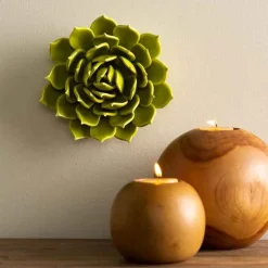 Ceramic Wall Flowers, 6" - Lime