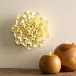 Ceramic Wall Flowers, 8" - Pale Yellow