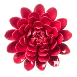 Ceramic Wall Flowers, 8" - Red