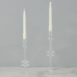 Clear Glass Candlestick Pair