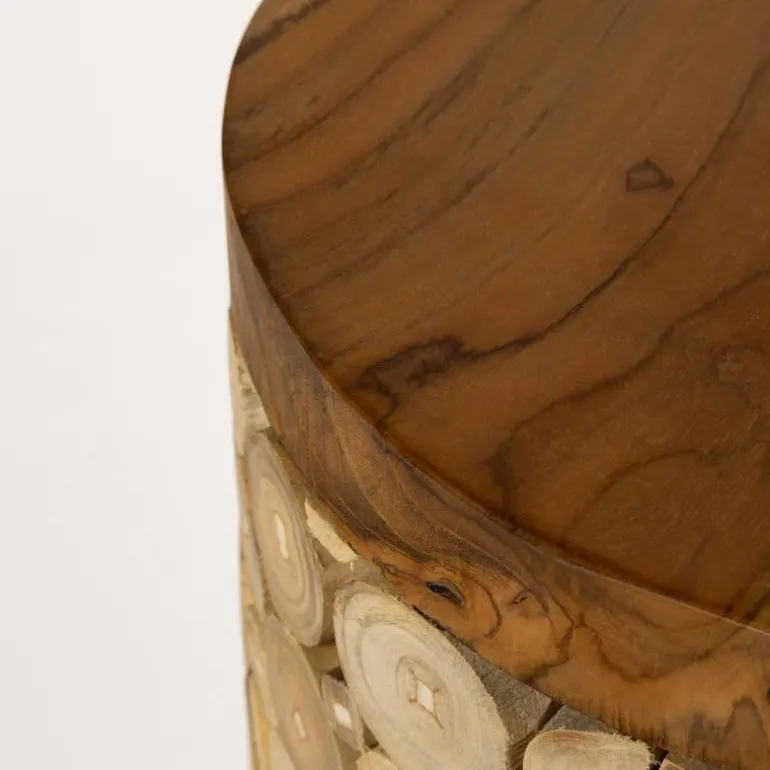 Column Pedestal Teak Wood Plant Stand