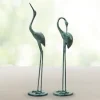 Contemplative Recycled Metal Garden Cranes, Set of 2
