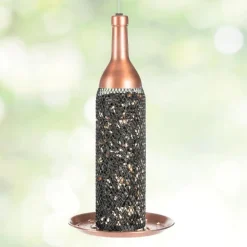 Copper-Finished Mesh Wine Bottle Bird Feeder
