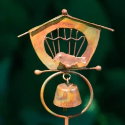 Copper-Flamed Bird House Garden Stakes, Set of 3