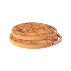 Cork Trivet with Leather Handle, 10