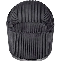 Crue Fluted Chenille Swivel Chair - Gunmetal