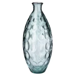 Dune Tall Recycled Dimpled Glass Vase, 12"H - Smoky Blue