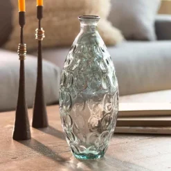 Dune Tall Recycled Dimpled Glass Vase, 12