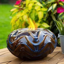EchoFlame Oceana Ceramic Tabletop Fire Bowl