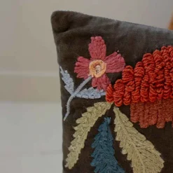 Embroidered Pillows with Flowers, set of 2