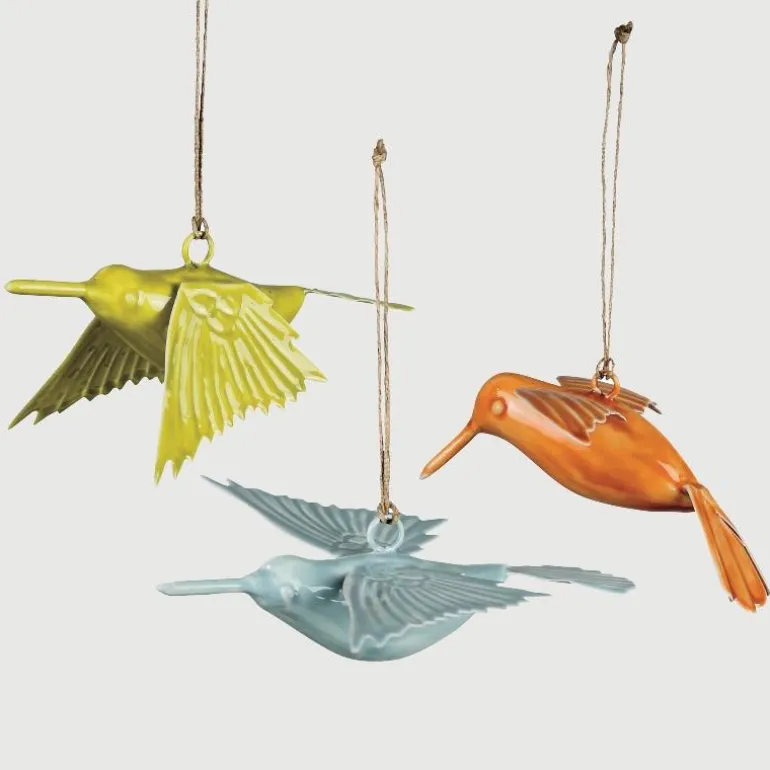 Enamel Hanging Hummingbirds, Set of 3