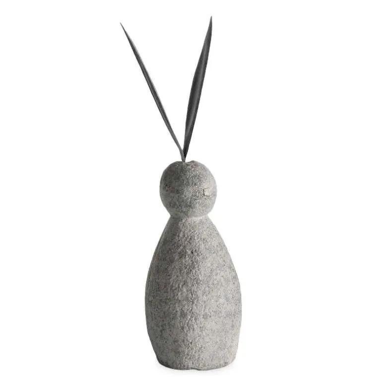 Faux Stone and Metal Rabbit Sculpture, Short