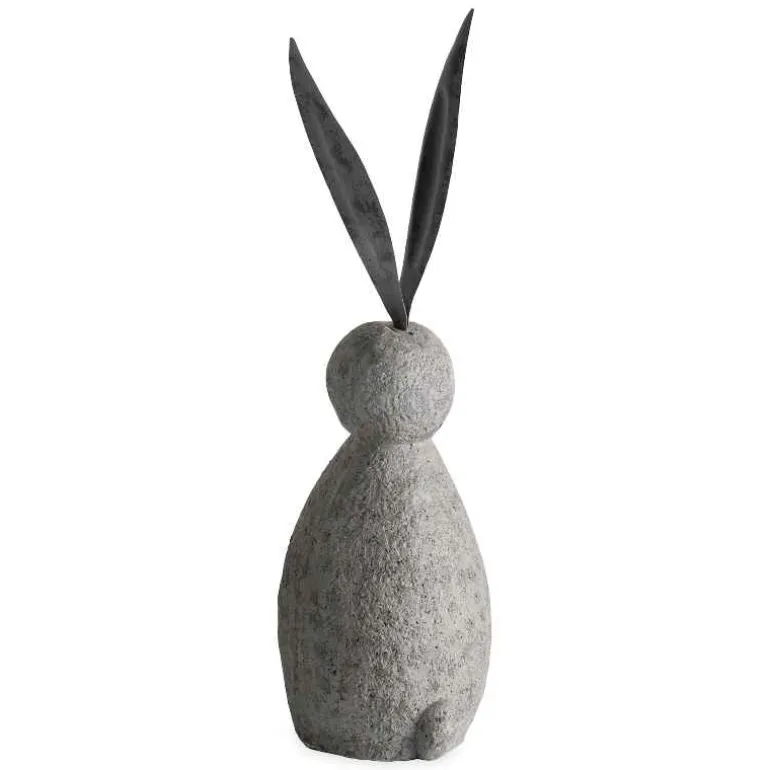 Faux Stone and Metal Rabbit Sculpture, Short