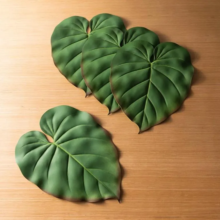 Faux Tropical Philodendren Leaf Placemats, Set of 4