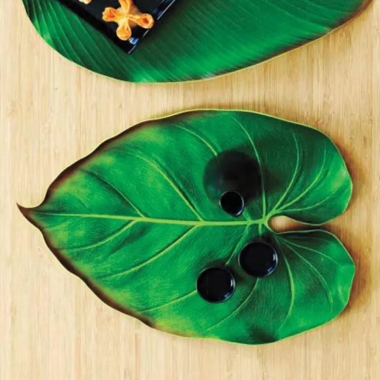 Faux Tropical Philodendren Leaf Placemats, Set of 4