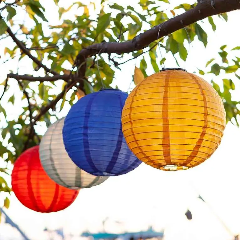 Festival Nylon Solar Lantern - Yellow