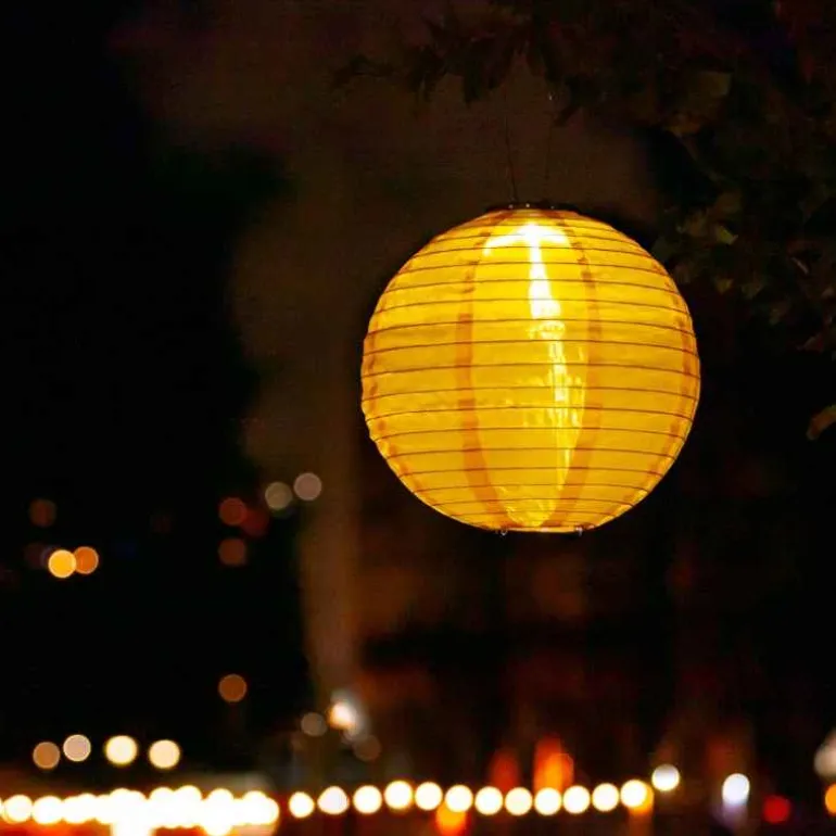 Festival Nylon Solar Lantern - Yellow