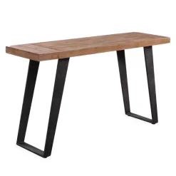Fir Wood Console Table with Metal Legs