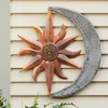 Flamed Copper Sun and Zinc Moon Wall Art