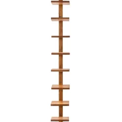 Floating Vertical Wall Shelf, 8-Shelf - Walnut
