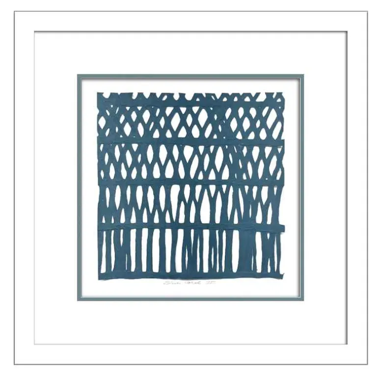 Framed Abstract Paper Wall Art - Blue Coral II