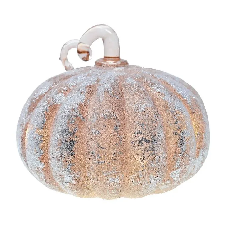 Frosted LED Pumpkin in Taupe, 4.75"H