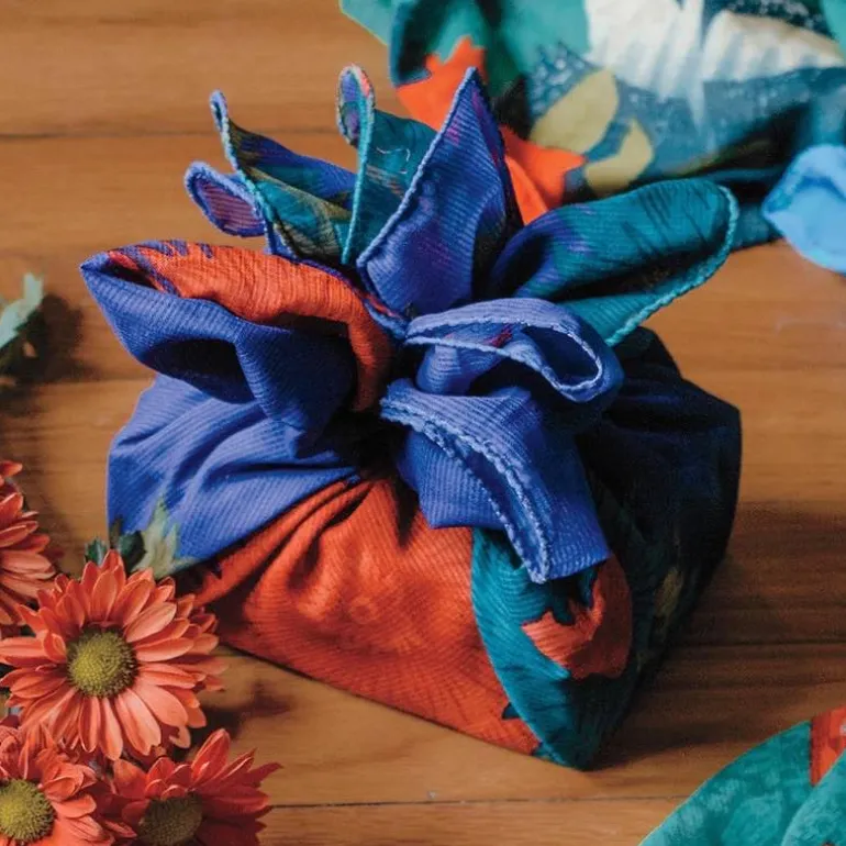 Furoshiki-Style Sari Fabric Gift Wrap, Set of 6