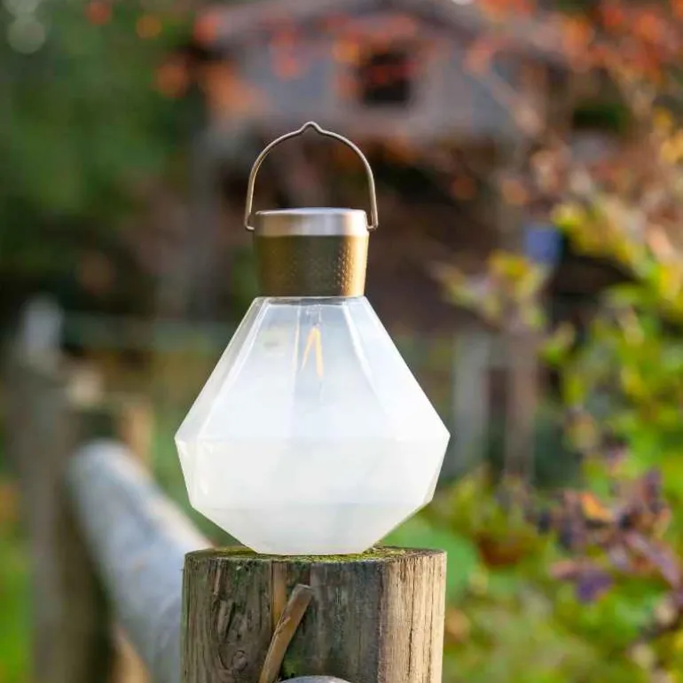 Gem Glass Solar Light - White