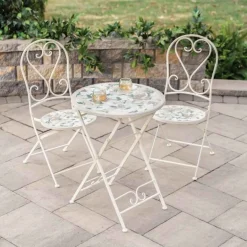 Geneva Stone Mosaic Folding Bistro Set