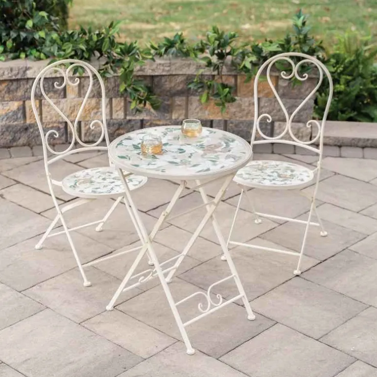 Geneva Stone Mosaic Folding Bistro Set