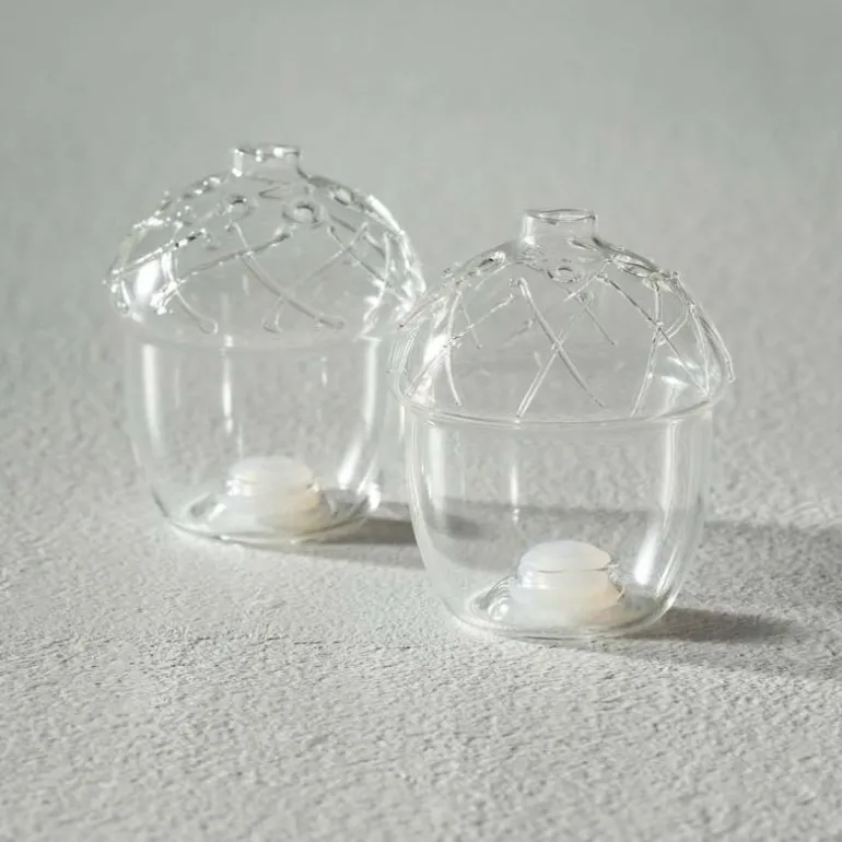 Glass Acorn Salt and Pepper Shakers, Set of 2