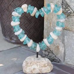 Glass And Stone Heart On The Rocks