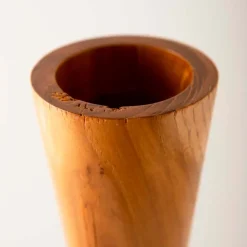 Glass Infused Teak Candle Holder, Tall - Gold