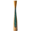 Glass Infused Teak Candle Holder, Tall - Teal