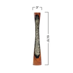 Glass Infused Teak Candle Holder, Short