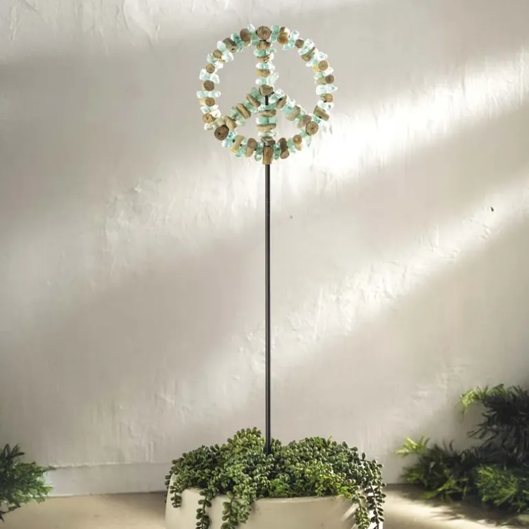 Glass Peace Symbol Garden Stake
