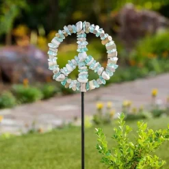 Glass Peace Symbol Garden Stake