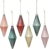Glittery Rhombus Glass Ornament, Set of 6