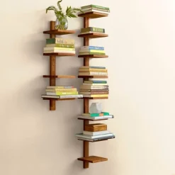 Golden Teak Column Shelf - Small
